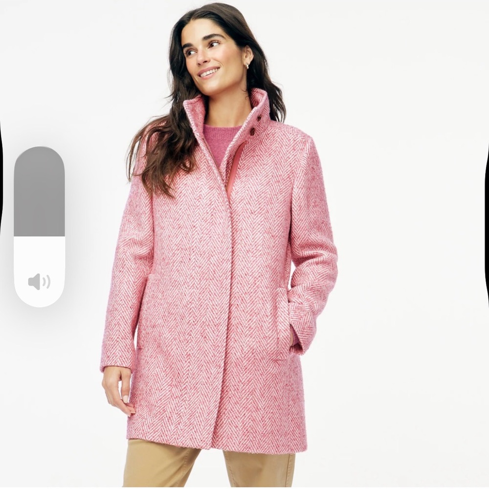 Women's Jcrew Pink Herringbone Coat
